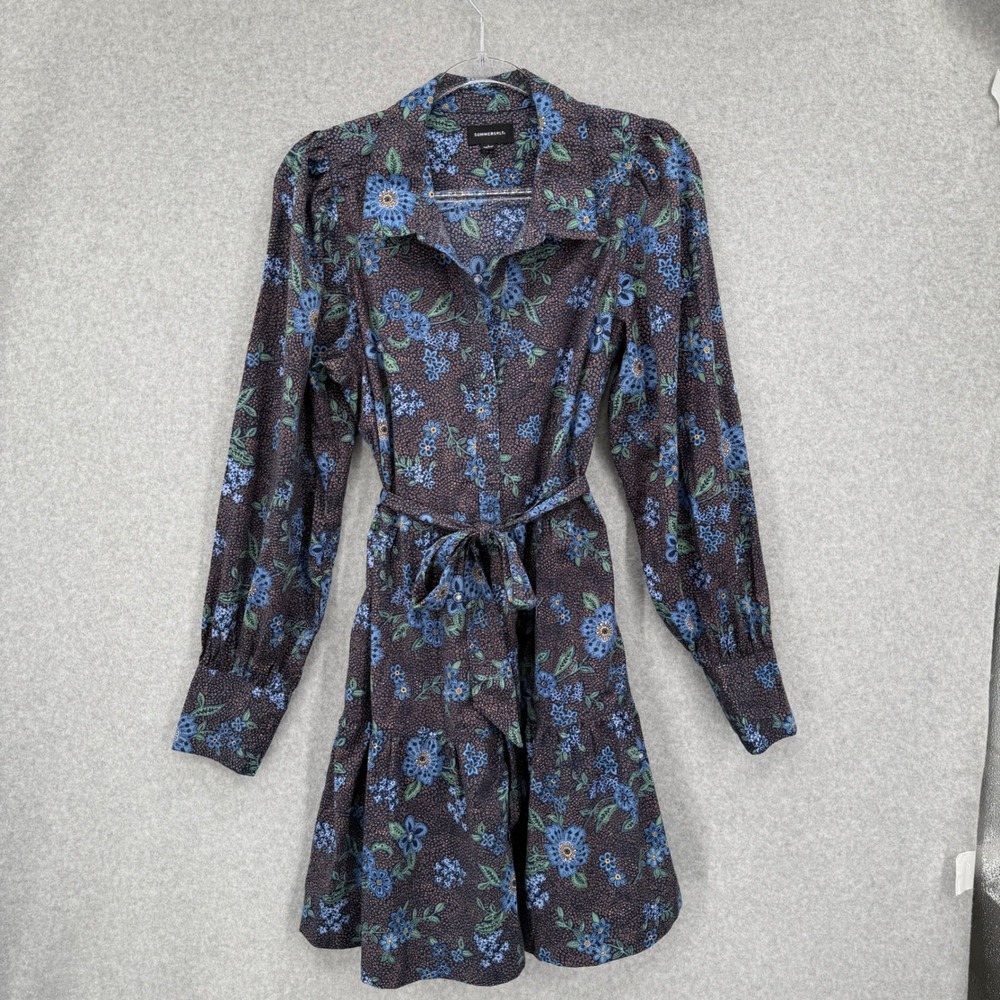 Summersalt The Countryside Poplin Tiered Shirtdress Rustic Floral in Midnight L - Picture 2 of 14